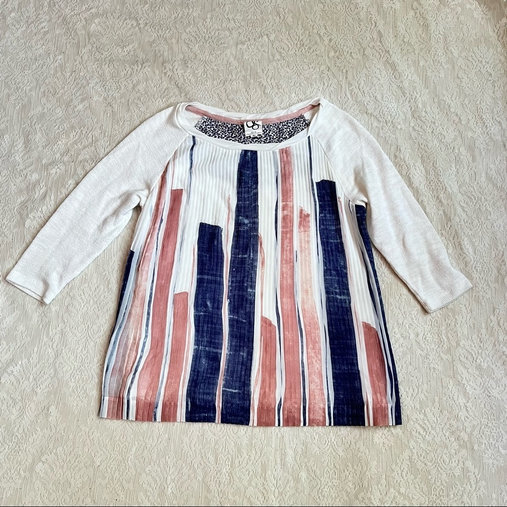 Anthro One September multicolor pintuck blouse